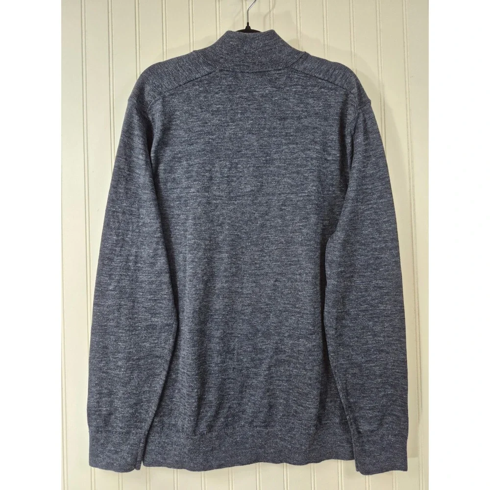 NEW Banana Republic Mens Navy Blue Marl 1/4 Zip Cotton Blend Sweater Large